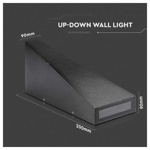 V-TAC Απλίκα Τοίχου LED 4W 230V 476lm 120° IP65 Up-Down Μαύρο Σώμα Φυσικό Λευκό 218298