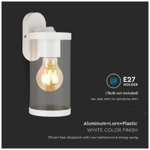 V-TAC Επιτοίχιο Φαναράκι Εξωτερικού Χώρου E27 σε Λευκό Χρώμα 23020