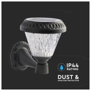 V-TAC Ηλιακό Φωτιστικό Κήπου LED 0.8W 75lm 90° Στρογγυλό IP44 Επιτοίχιο CCT 3σε1 Ζεστό+Φυσικό+Ψυχρό Λευκό Μαύρο Σώμα 93575