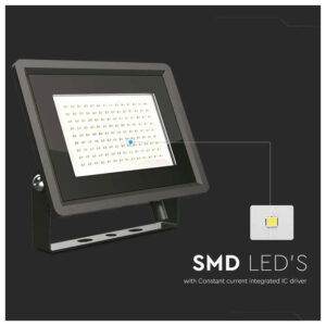 V-TAC Προβολέας LED SMD 100W 8700lm 110° IP65 F-CLASS Μαύρο Σώμα Ψυχρό Λευκό 6723