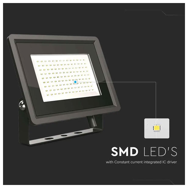 V-TAC Προβολέας LED SMD 100W 8700lm 110° IP65 F-CLASS Μαύρο Σώμα Ψυχρό Λευκό 6723