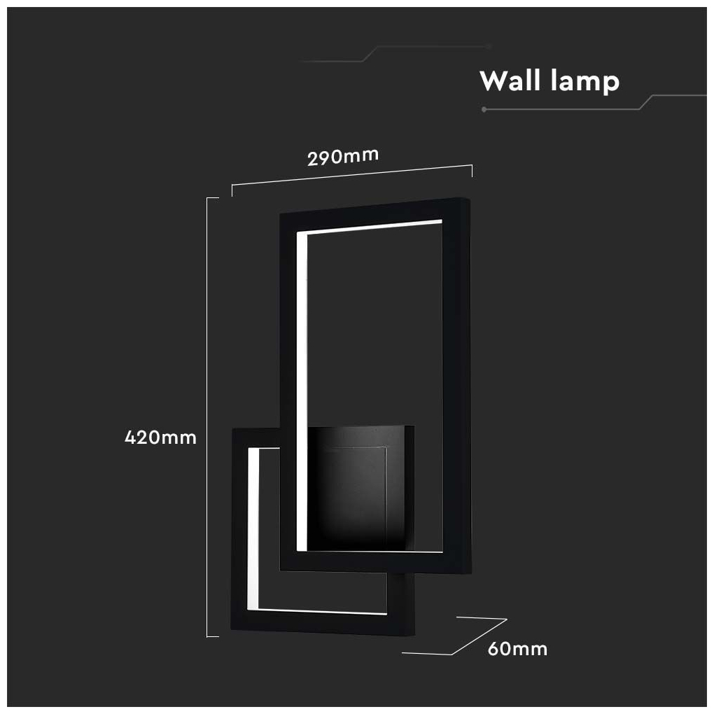 V-TAC Στεγανή Επιτοίχια Πλαφονιέρα Εξωτερικού Χώρου με Ενσωματωμένο LED σε Μαύρο Χρώμα 6842