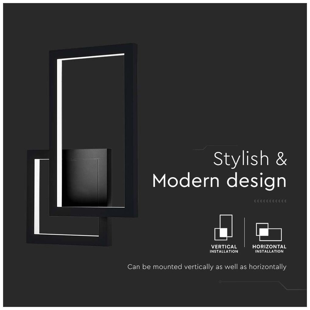 V-TAC Στεγανή Επιτοίχια Πλαφονιέρα Εξωτερικού Χώρου με Ενσωματωμένο LED σε Μαύρο Χρώμα 6842