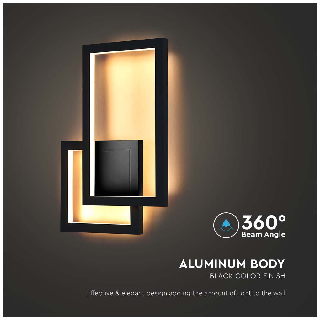 V-TAC Στεγανή Επιτοίχια Πλαφονιέρα Εξωτερικού Χώρου με Ενσωματωμένο LED σε Μαύρο Χρώμα 6842