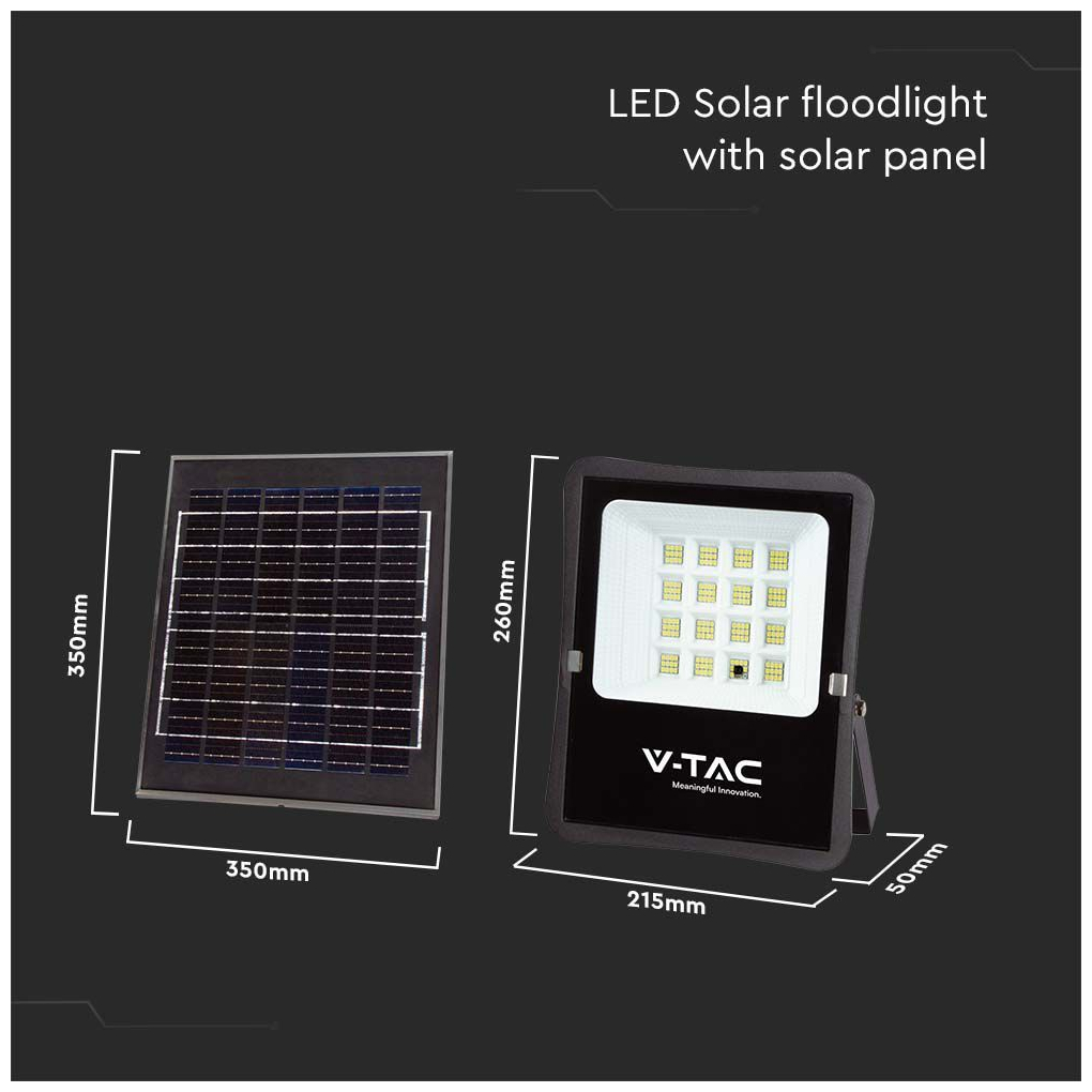 V-TAC Στεγανός Ηλιακός Προβολέας IP65 Ισχύος 12W με Τηλεχειριστήριο και Ψυχρό Λευκό Φως σε Μαύρο χρώμα 6966