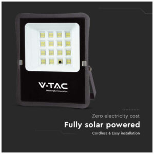 V-TAC Στεγανός Ηλιακός Προβολέας IP65 Ισχύος 15W με Τηλεχειριστήριο και Ψυχρό Λευκό Φως σε Μαύρο χρώμα 6968