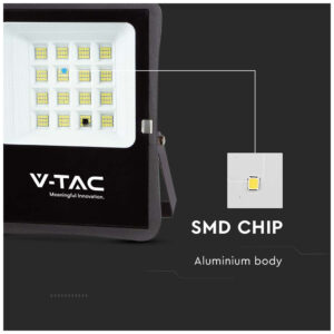 V-TAC Στεγανός Ηλιακός Προβολέας IP65 Ισχύος 15W με Τηλεχειριστήριο και Ψυχρό Λευκό Φως σε Μαύρο χρώμα 6968