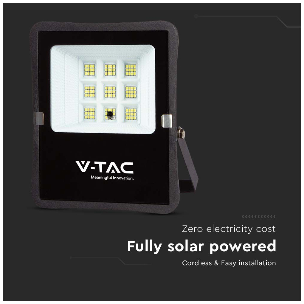 V-TAC Στεγανός Ηλιακός Προβολέας IP65 Ισχύος 6W με Τηλεχειριστήριο και Ψυχρό Λευκό Φως σε Μαύρο χρώμα 6964