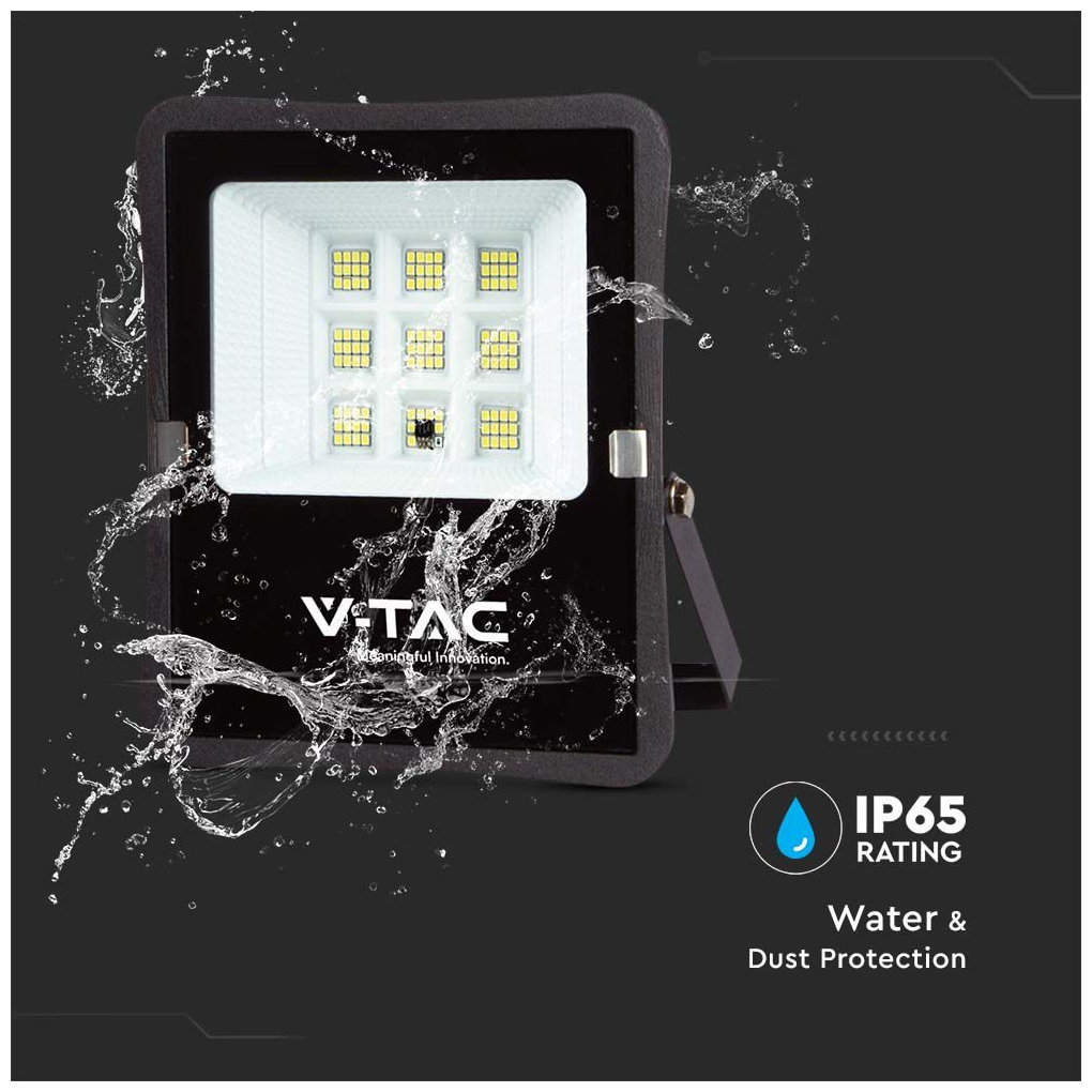 V-TAC Στεγανός Ηλιακός Προβολέας IP65 Ισχύος 6W με Τηλεχειριστήριο και Ψυχρό Λευκό Φως σε Μαύρο χρώμα 6964