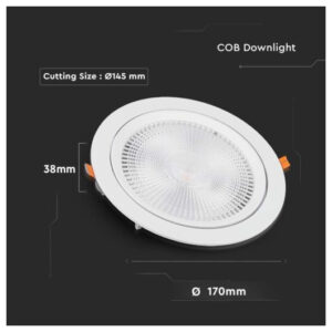 V-TAC Στρογγυλό Χωνευτό LED Panel Ισχύος 20W με Φυσικό Λευκό Φως 17x17εκ. 843