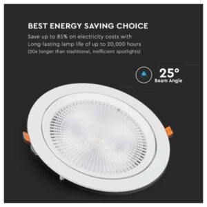 V-TAC Στρογγυλό Χωνευτό LED Panel Ισχύος 20W με Φυσικό Λευκό Φως 17x17εκ. 843