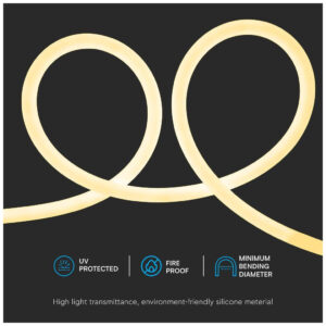 V-TAC Ταινία Neon Flex LED Τροφοδοσίας 24V με Θερμό Λευκό Φως Μήκους 10m