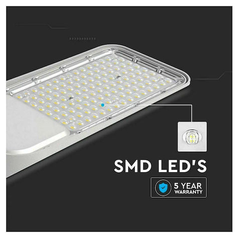 V-TAC Φωτιστικό Δρόμου LED SLIM 100W 100° 11000lm IP65 Samsung Chip Ψυχρό Λευκό Γκρι Σώμα 20427