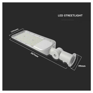 V-TAC Φωτιστικό Δρόμου LED SLIM 100W 100° 11000lm IP65 Samsung Chip Ψυχρό Λευκό Γκρι Σώμα 20427