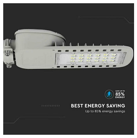 V-TAC Φωτιστικό Δρόμου LED SLIM 30W 120° 4050lm Samsung Chip Ψυχρό Λευκό Γκρι Σώμα IP65 21957