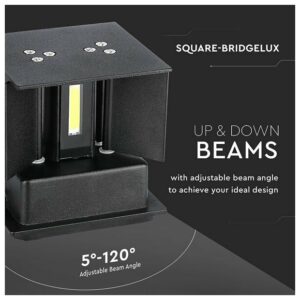 V-TAC Επιτοίχιο Φωτιστικό LED 5W 230V 5°-120° 700lm IP65 Τετράγωνο Up-Down Μαύρο 3000Κ Θερμό Λευκό 217078