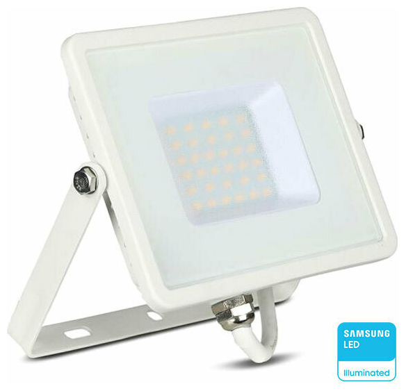 V-TAC Προβολέας LED SMD 30W 2340lm 100° IP65 Samsung Chip G2 Άσπρο Σώμα Φυσικό Λευκό 21404