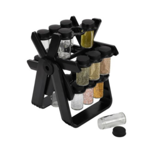 Περιστρεφόμενη Θήκη Μπαχαρικών με 18 Γυάλινα Βαζάκια - Spice Rack
