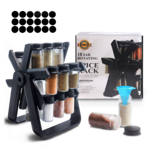 Περιστρεφόμενη Θήκη Μπαχαρικών με 18 Γυάλινα Βαζάκια - Spice Rack