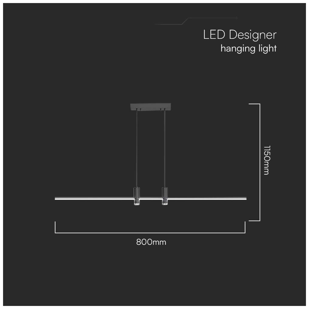 V-TAC Γραμμικό Κρεμαστό Φωτιστικό LED 19W 230V 2160lm 120° IP20 Φυσικό Λευκό Μαύρο Σώμα 10088