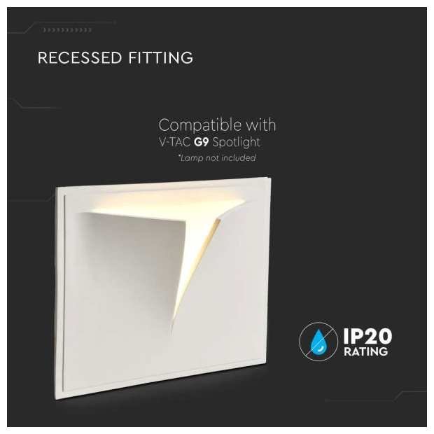 V-TAC Γύψινο Επιτοίχιο Χωνευτό Φωτιστικό για G9 LED Ορθογώνιο Άσπρο 6769