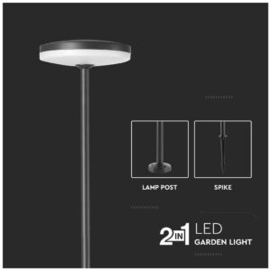 V-TAC Εξωτερικό Επιδαπέδιο Φωτιστικό LED Αλουμινίου 12W 230V 1135lm 180° IP65 Ø150x800mm με Τοποθέτηση 2σε1 Ανθρακί Σώμα Ζεστό Λευκό 23021