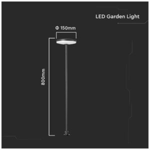 V-TAC Εξωτερικό Επιδαπέδιο Φωτιστικό LED Αλουμινίου 12W 230V 1135lm 180° IP65 Ø150x800mm με Τοποθέτηση 2σε1 Ανθρακί Σώμα Ζεστό Λευκό 23021