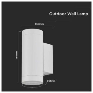 V-TAC Εξωτερικό Επιτοίχιο Φωτιστικό LED για 2xGU10 Up-Down IP54 Κύλινδρος Άσπρο Σώμα 2970