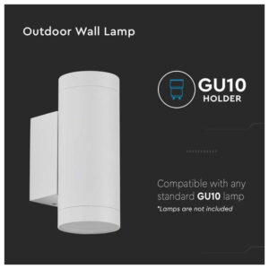 V-TAC Εξωτερικό Επιτοίχιο Φωτιστικό LED για 2xGU10 Up-Down IP54 Κύλινδρος Άσπρο Σώμα 2970