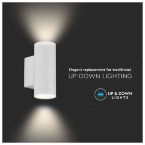 V-TAC Εξωτερικό Επιτοίχιο Φωτιστικό LED για 2xGU10 Up-Down IP54 Κύλινδρος Άσπρο Σώμα 2970
