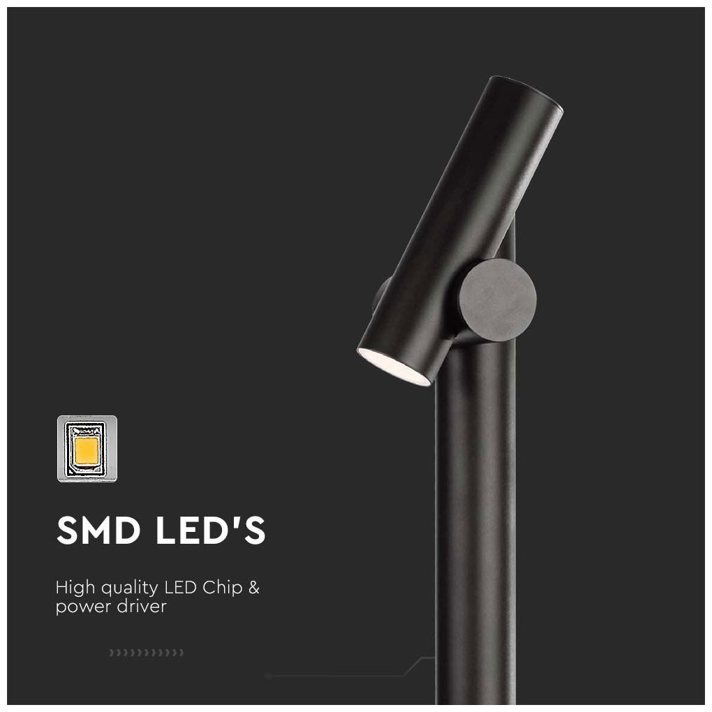 V-TAC Επιδαπέδιο Φωτιστικό Κήπου Διπλό Σποτ LED 4W 390lm 90° IP44 Περιστρεφόμενο Ζεστό Λευκό Μαύρο Σώμα 10475