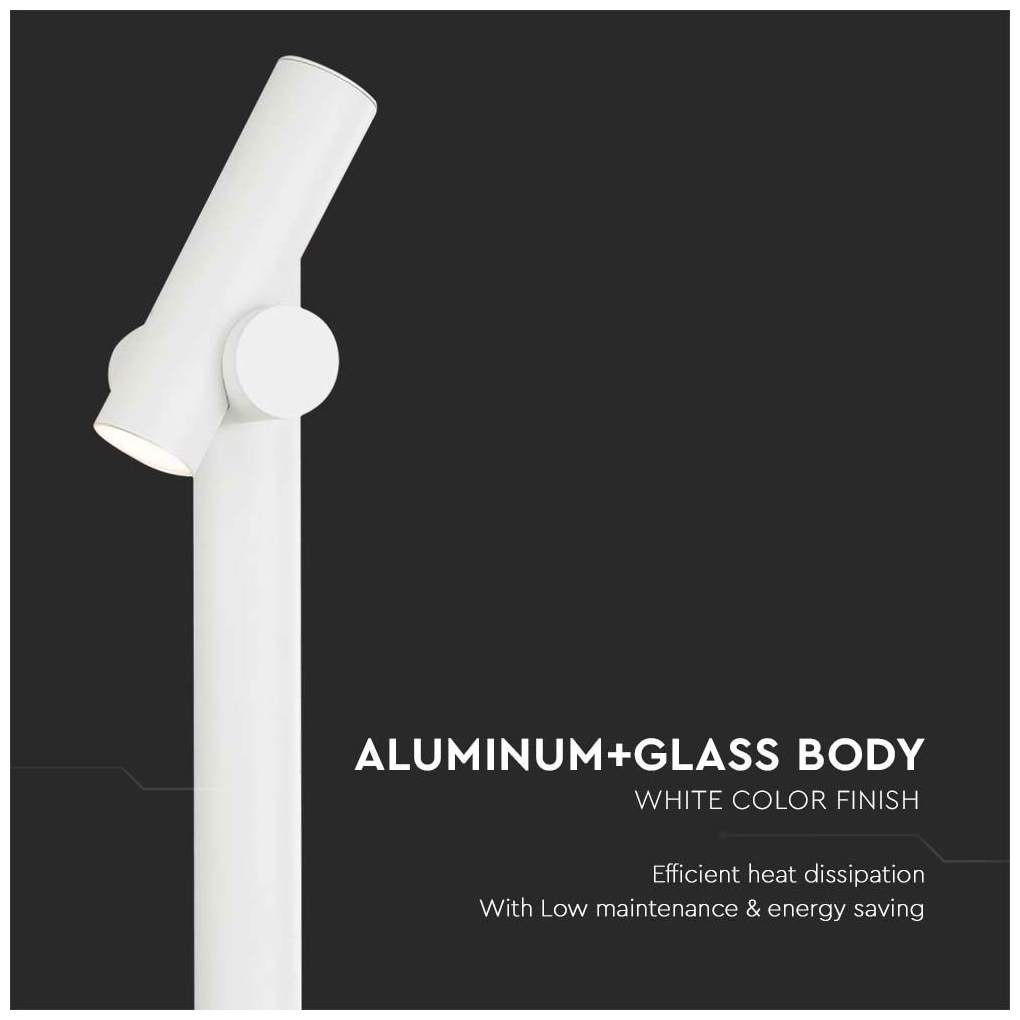 V-TAC Επιδαπέδιο Φωτιστικό Κήπου Διπλό Σποτ LED 4W 390lm 90° IP44 Περιστρεφόμενο Ζεστό Λευκό Άσπρο Σώμα 10476