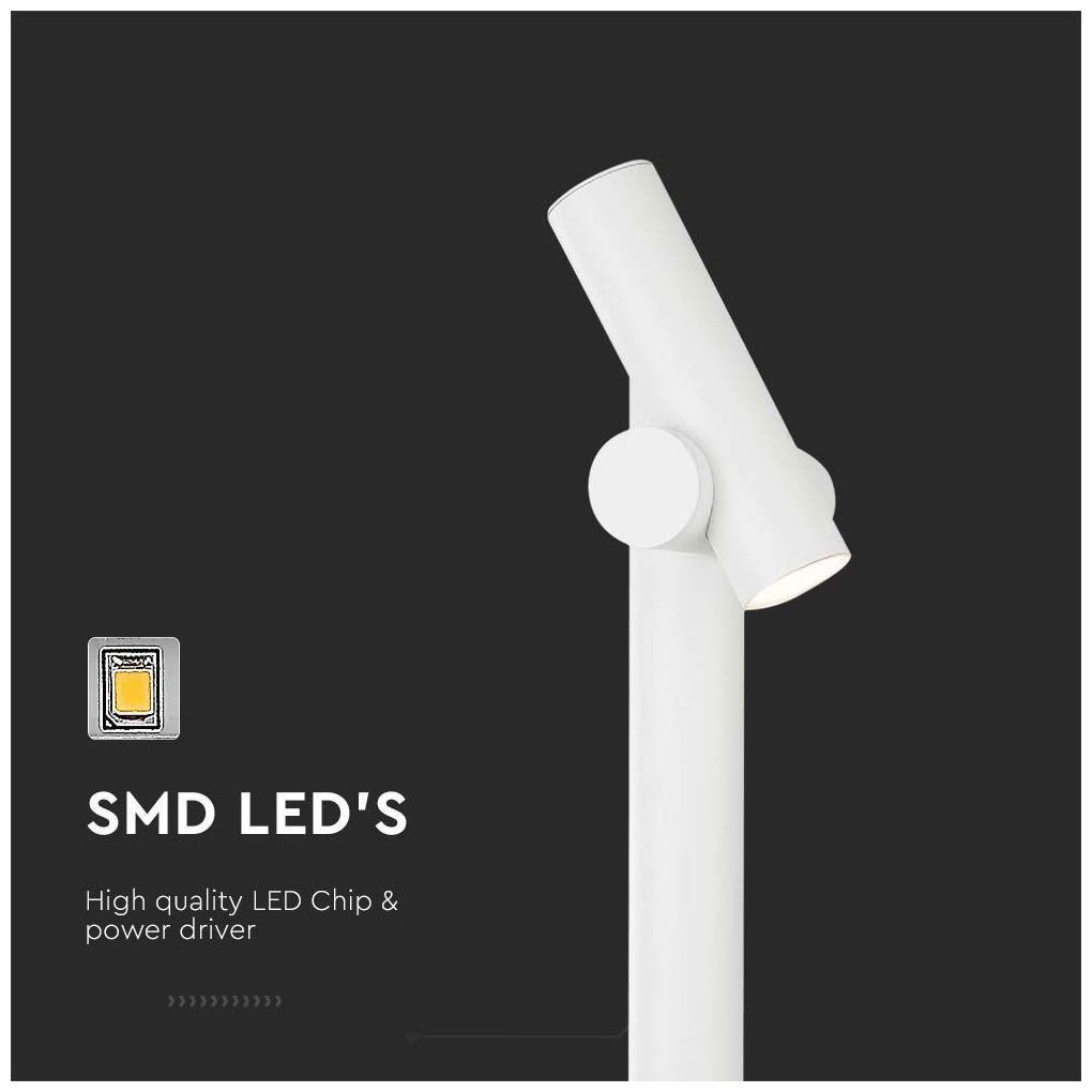 V-TAC Επιδαπέδιο Φωτιστικό Κήπου Διπλό Σποτ LED 4W 390lm 90° IP44 Περιστρεφόμενο Ζεστό Λευκό Άσπρο Σώμα 10476