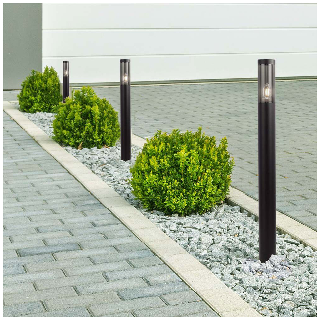 V-TAC Επιδαπέδιο Φωτιστικό Κήπου για E27 LED IP44 1m Στρογγυλό Smoke Plastic Μαύρο 10472