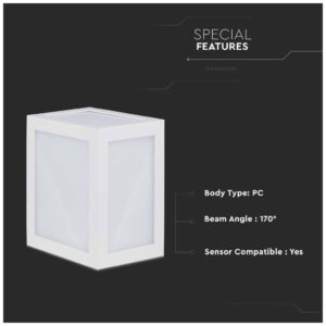 V-TAC Επιτοίχιο Φωτιστικό-Απλίκα LED 12W 230V 1250lm 170° IP65 Φυσικό Λευκό Άσπρο Σώμα 218335