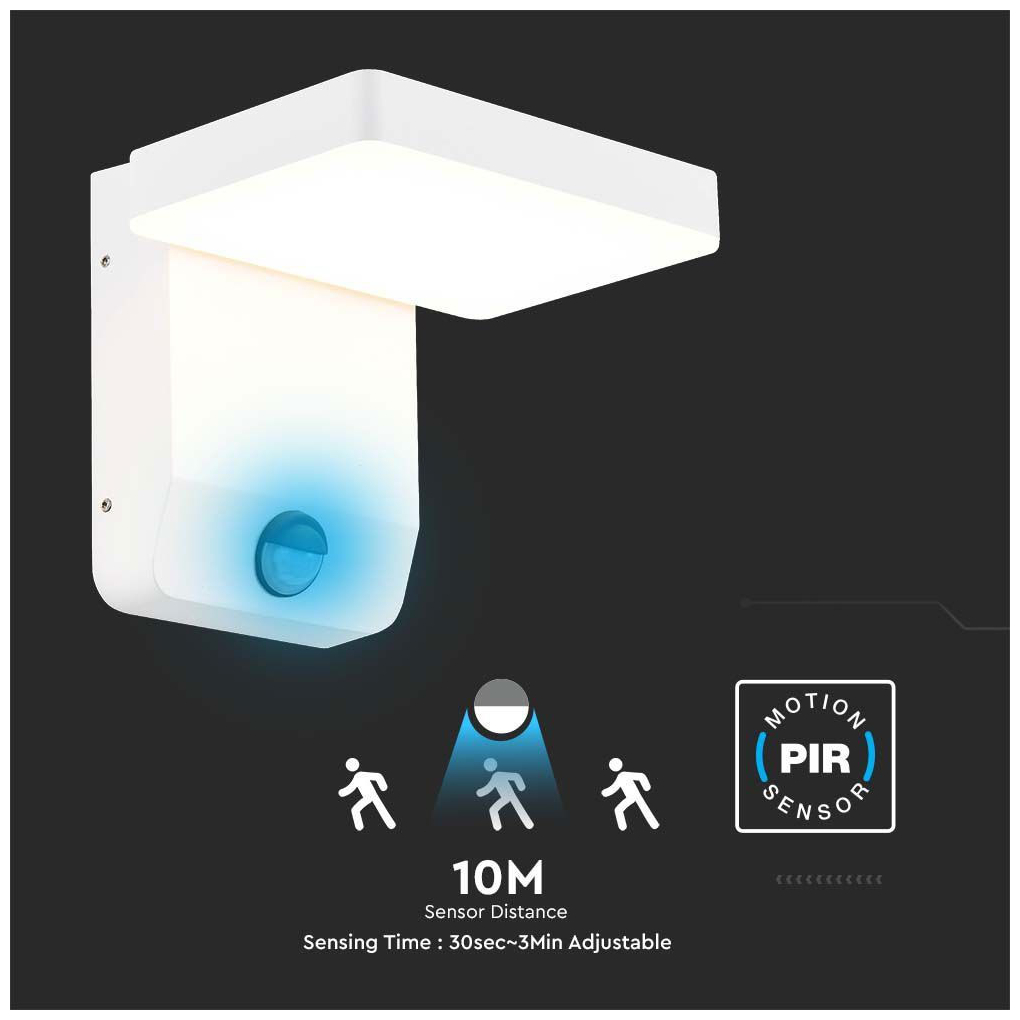 V-TAC Επιτοίχιο Φωτιστικό-Απλίκα LED 17W 230V 350° 2520lm IP65 με Αισθητήρα Κίνησης Ζεστό Λευκό Άσπρο 2946