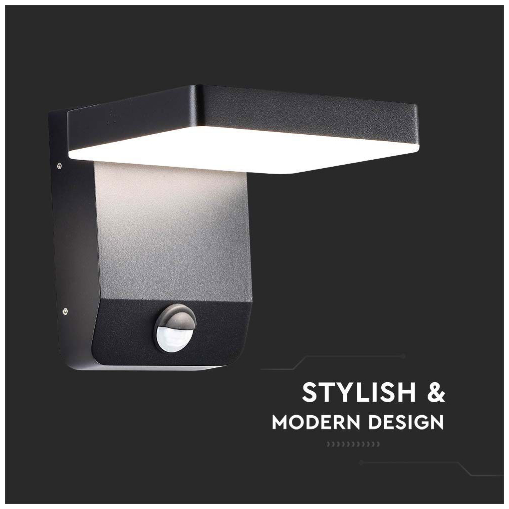 V-TAC Επιτοίχιο Φωτιστικό-Απλίκα LED 17W 230V 350° 2520lm IP65 με Αισθητήρα Κίνησης Ζεστό Λευκό Μαύρο 2948