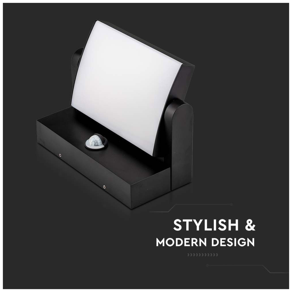 V-TAC Επιτοίχιο Φωτιστικό-Απλίκα LED 17W 230V 350° 2520lm IP65 με Αισθητήρα Κίνησης Φυσικό Λευκό Μαύρο 2941