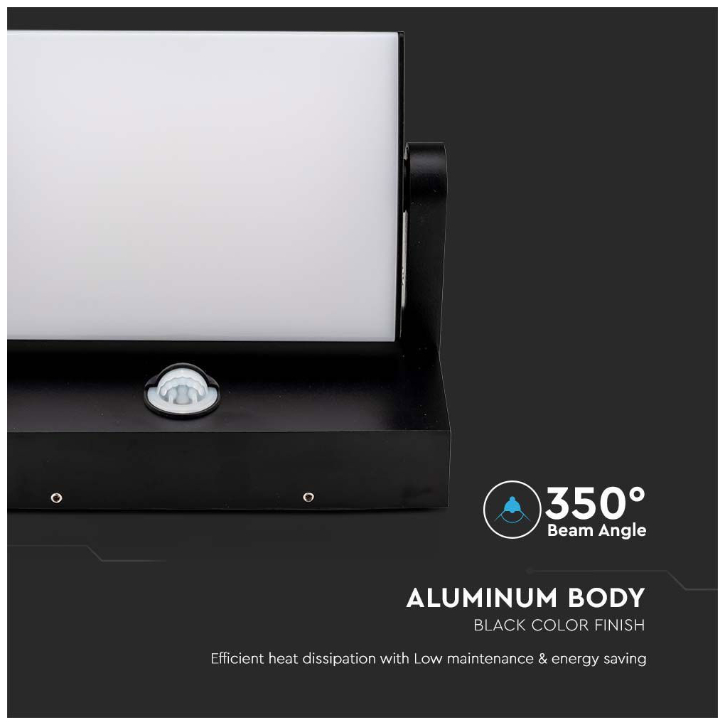 V-TAC Επιτοίχιο Φωτιστικό-Απλίκα LED 17W 230V 350° 2520lm IP65 με Αισθητήρα Κίνησης Φυσικό Λευκό Μαύρο 2941