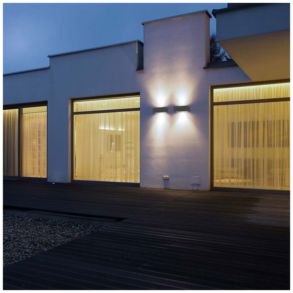 V-TAC Επιτοίχιο Φωτιστικό-Απλίκα LED 24W 230V 120° 2720lm IP65 Up-Down Ορθογώνιο Ζεστό Λευκό Γκρι 2979