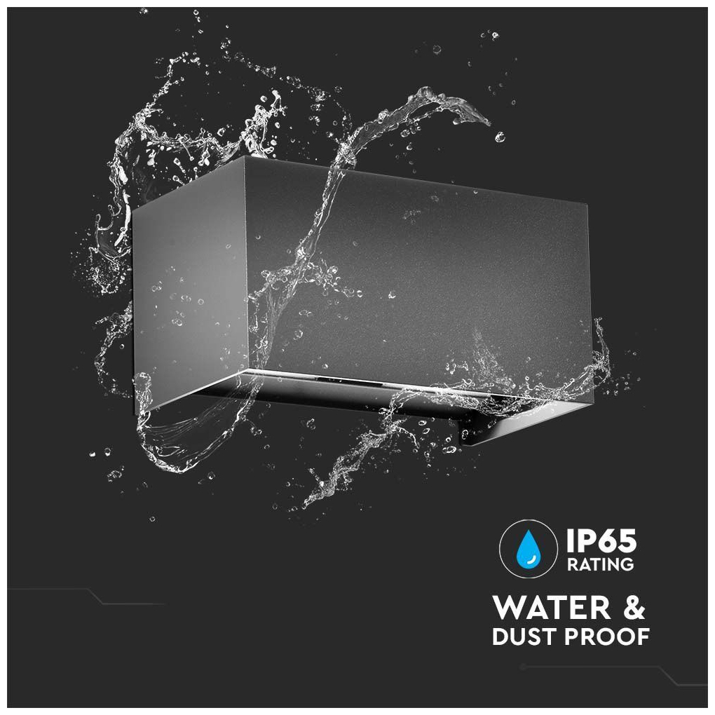 V-TAC Επιτοίχιο Φωτιστικό-Απλίκα LED 24W 230V 120° 2720lm IP65 Up-Down Ορθογώνιο Ζεστό Λευκό Γκρι 2979