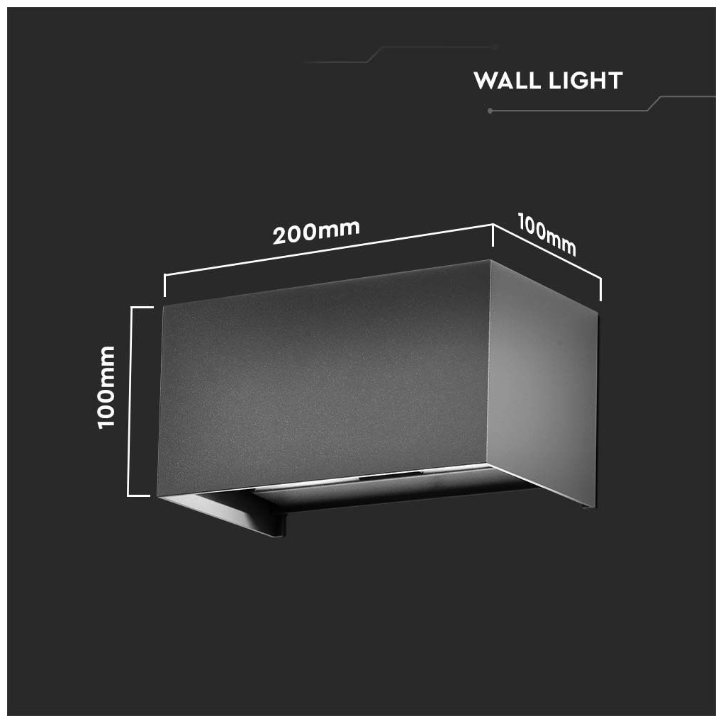 V-TAC Επιτοίχιο Φωτιστικό-Απλίκα LED 24W 230V 120° 2720lm IP65 Up-Down Ορθογώνιο Ζεστό Λευκό Γκρι 2979
