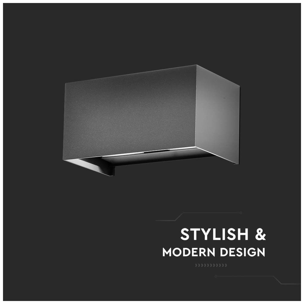 V-TAC Επιτοίχιο Φωτιστικό-Απλίκα LED 24W 230V 120° 2720lm IP65 Up-Down Ορθογώνιο Ζεστό Λευκό Γκρι 2979