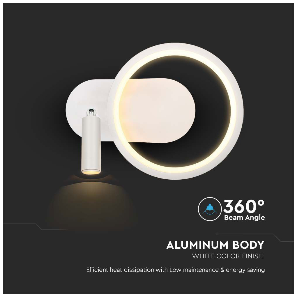 V-TAC Επιτοίχιο Φωτιστικό LED 14W 230V 1500lm IP20 Ζεστό Λευκό Άσπρο Σώμα 14983