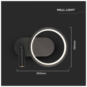 V-TAC Επιτοίχιο Φωτιστικό LED 14W 230V 1500lm IP20 Ζεστό Λευκό Μαύρο Σώμα 14981