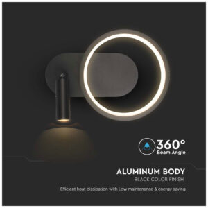 V-TAC Επιτοίχιο Φωτιστικό LED 14W 230V 1500lm IP20 Ζεστό Λευκό Μαύρο Σώμα 14981