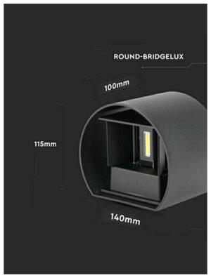 V-TAC Επιτοίχιο Φωτιστικό LED 5W 230V 5°-120° 700lm IP65 Στρογγυλό Up-Down Μαύρο Ζεστό Λευκό 217081