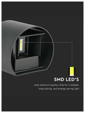 V-TAC Επιτοίχιο Φωτιστικό LED 5W 230V 5°-120° 700lm IP65 Στρογγυλό Up-Down Μαύρο Ζεστό Λευκό 217081