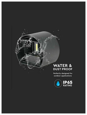 V-TAC Επιτοίχιο Φωτιστικό LED 5W 230V 5°-120° 700lm IP65 Στρογγυλό Up-Down Μαύρο Ζεστό Λευκό 217081