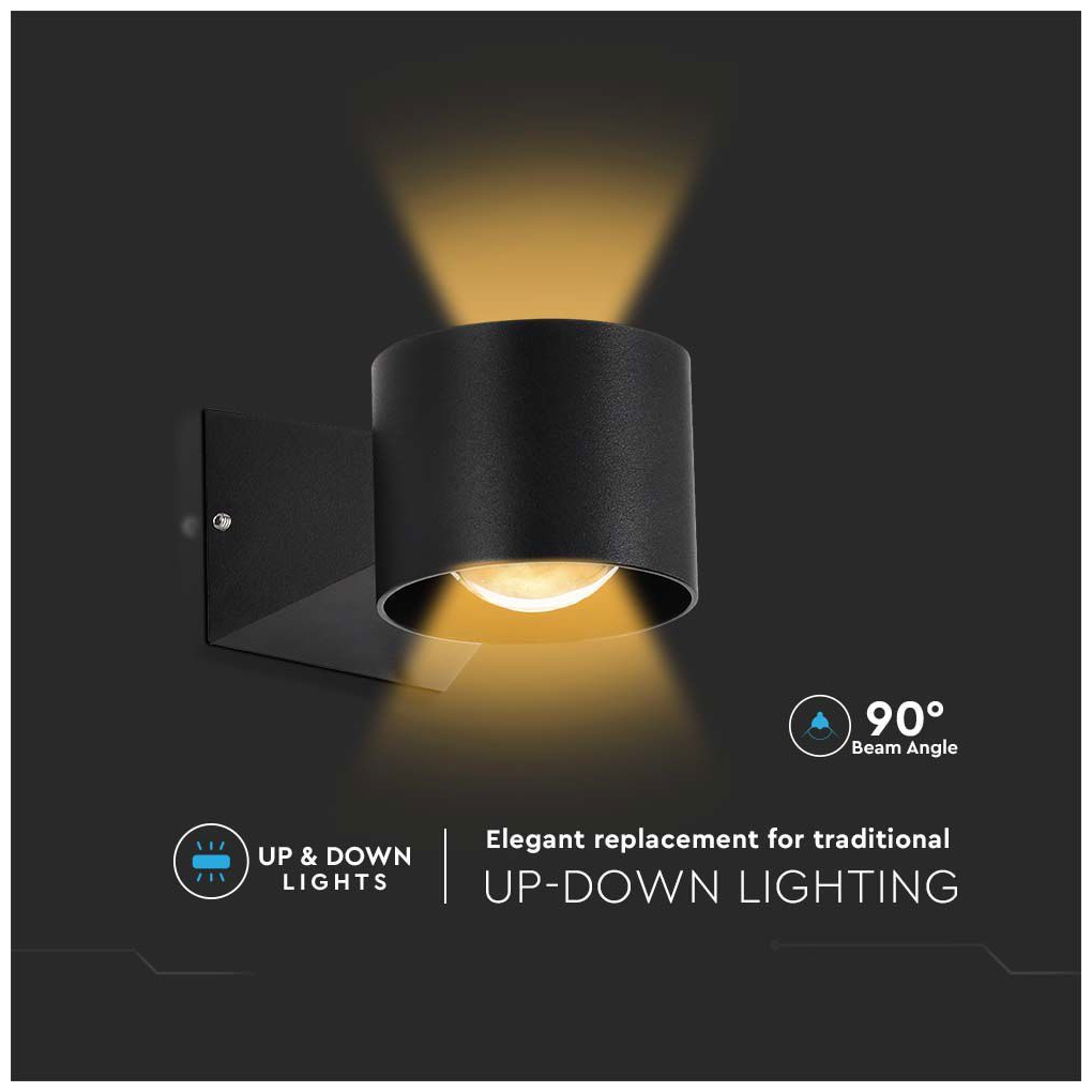 V-TAC Επιτοίχιο Φωτιστικό Κήπου LED Up-Down 5W 465lm 90° IP65 Φυσικό Λευκό Μαύρο Σώμα 10446